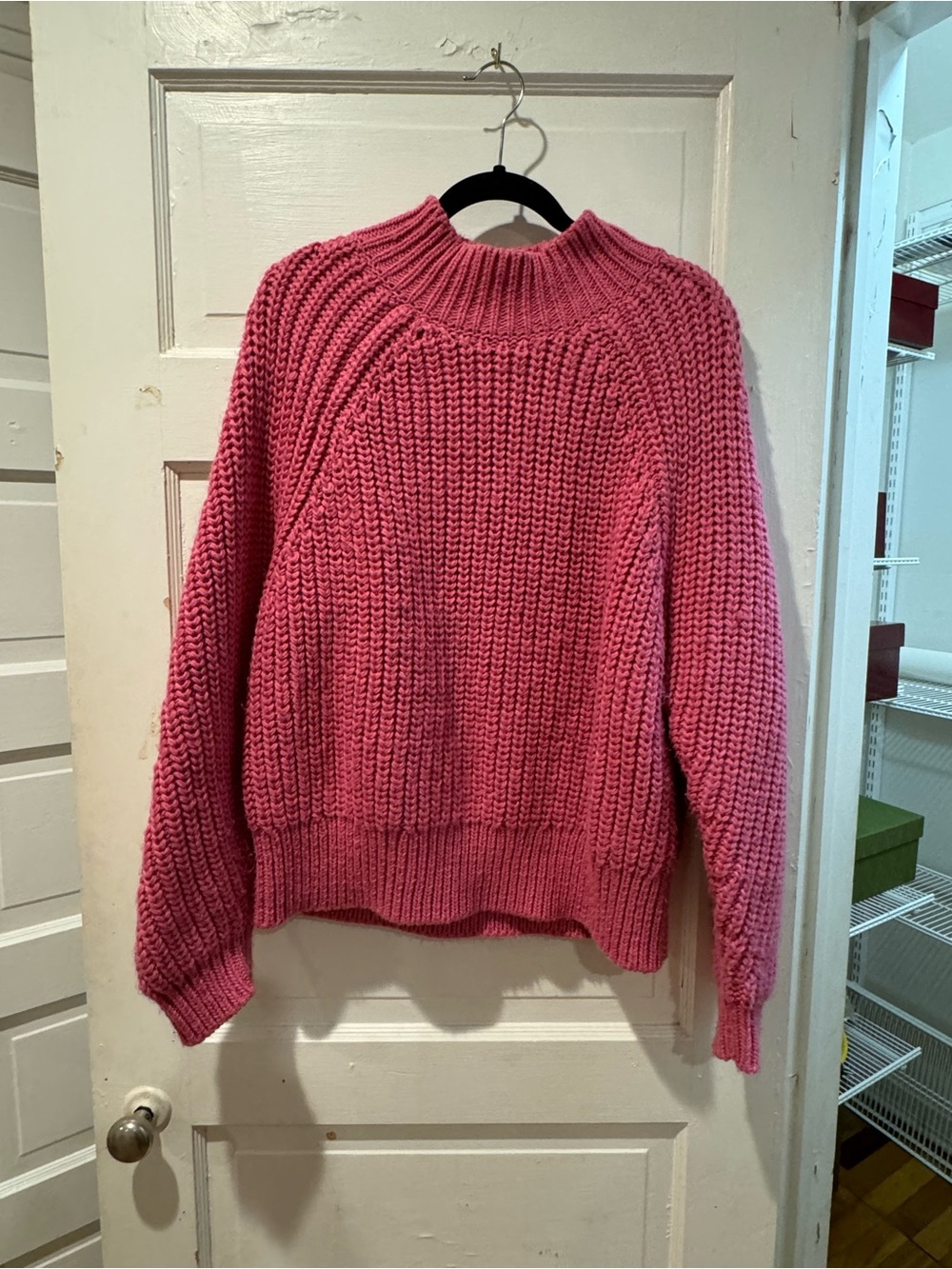 ESQUALO Rose Pink Chunky Knit Mock Neck Sweater